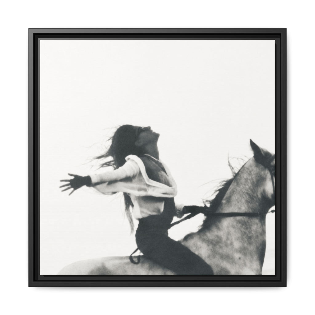 Horse Rider Framed Canvas, Black and White Equestrian Wall Art, Freedom Photography