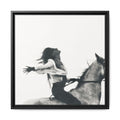 Horse Rider Framed Canvas, Black and White Equestrian Wall Art, Freedom Photograph