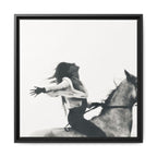 Horse Rider Framed Canvas, Black and White Equestrian Wall Art, Freedom Photography