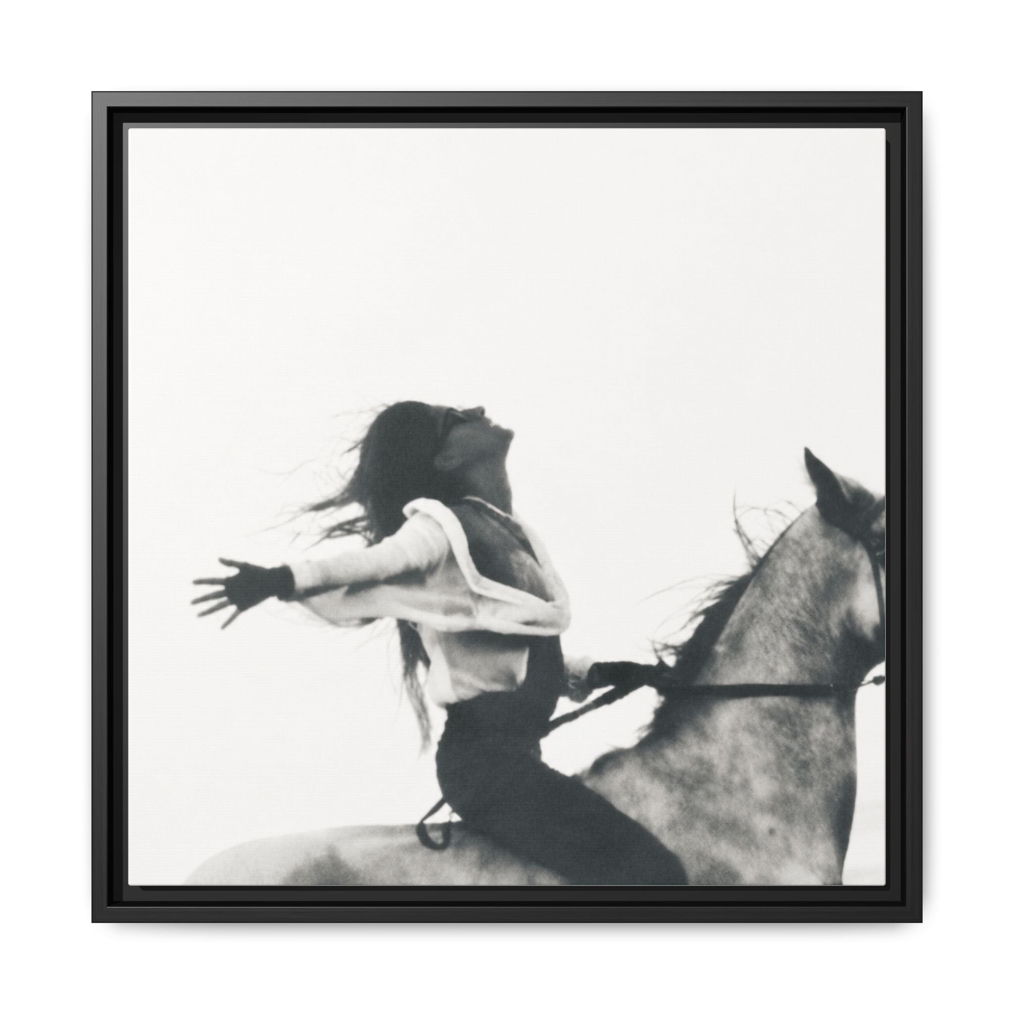 Horse Rider Framed Canvas, Black and White Equestrian Wall Art, Freedom Photography