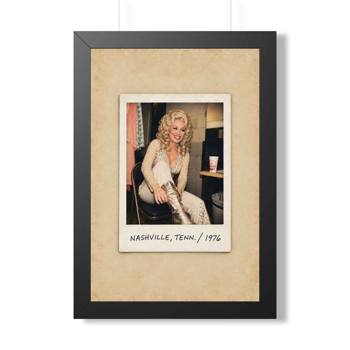 Dolly Parton Wall Art, Nashville 1976 Framed Canvas, Vintage Country Music Decor, Retro Polaroid Print, Dolly Parton Gift