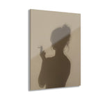 Smoking Silhouette Acrylic Print, Moody Minimal Wall Art, Sepia Figure Photography, Feminine Shadow Art