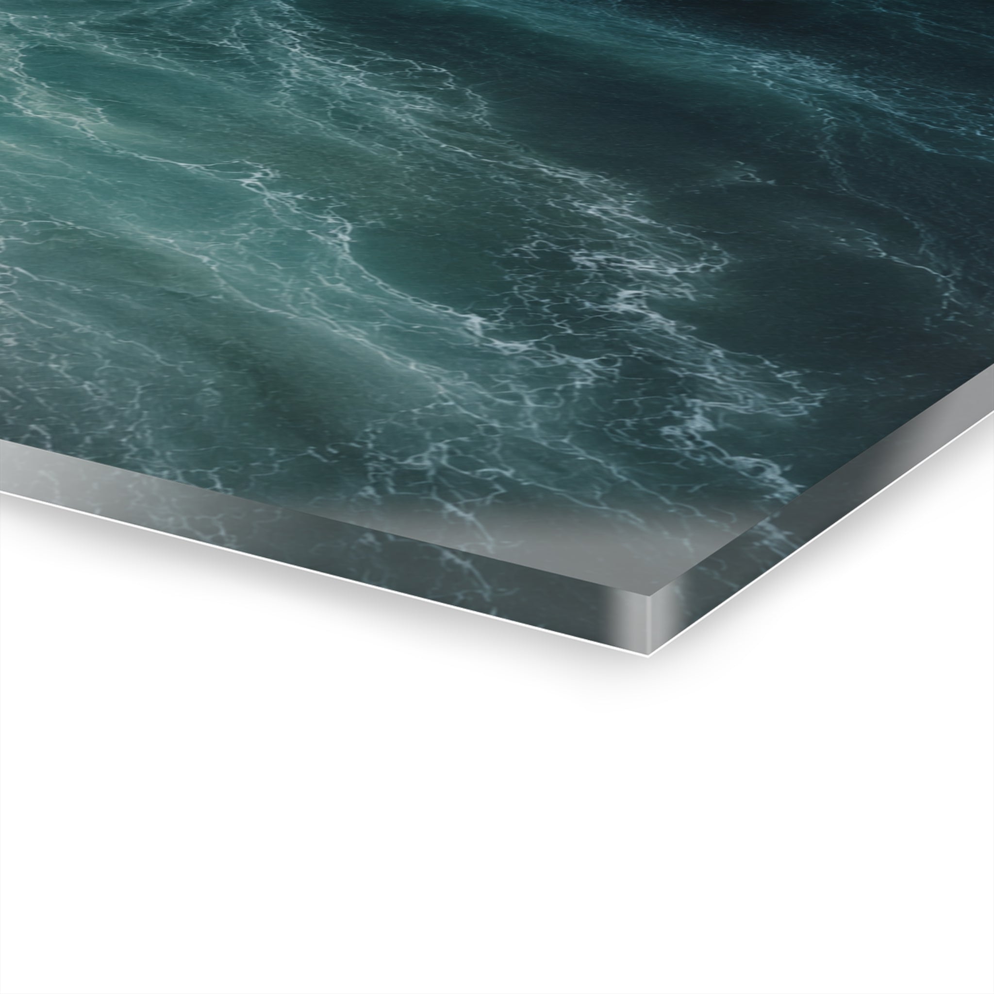 Ocean Waves Acrylic Print – Moody Teal Seascape Wall Art (French Cleat Hanger)