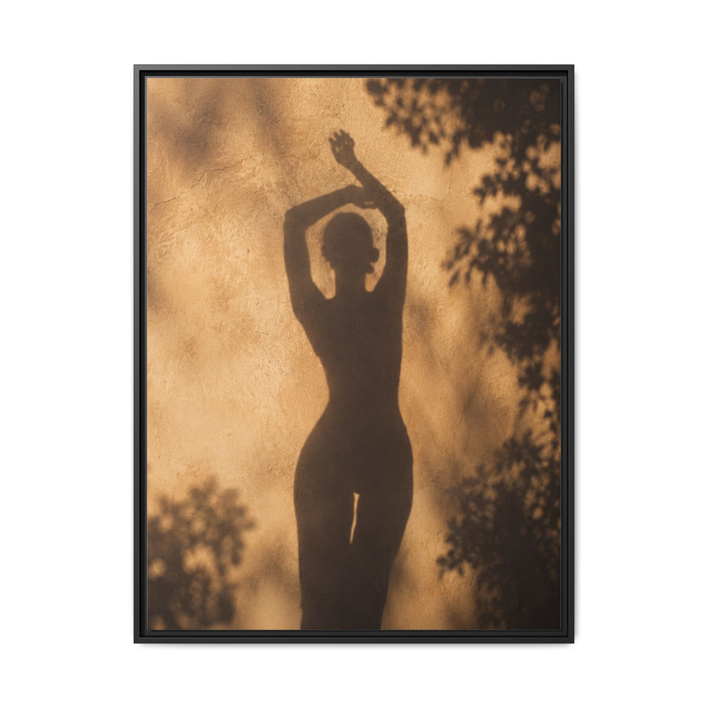Silhouette Woman Shadow Art Matte Canvas Framed | Nude Figure Wall Decor