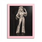 Dolly Parton Rhinestone Cowgirl Framed Wall Art | Black & White Western Portrait