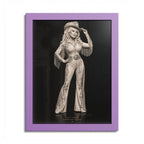 Dolly Parton Rhinestone Cowgirl Framed Wall Art | Black & White Western Portrait