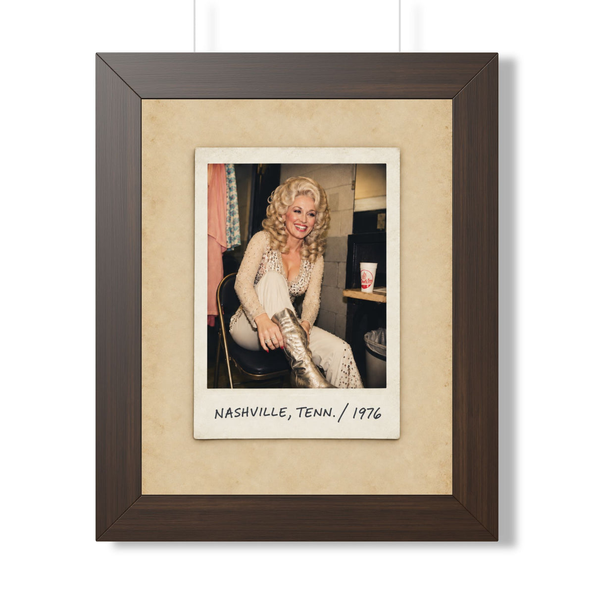 Dolly Parton Wall Art, Nashville 1976 Framed Canvas, Vintage Country Music Decor, Retro Polaroid Print, Dolly Parton Gift