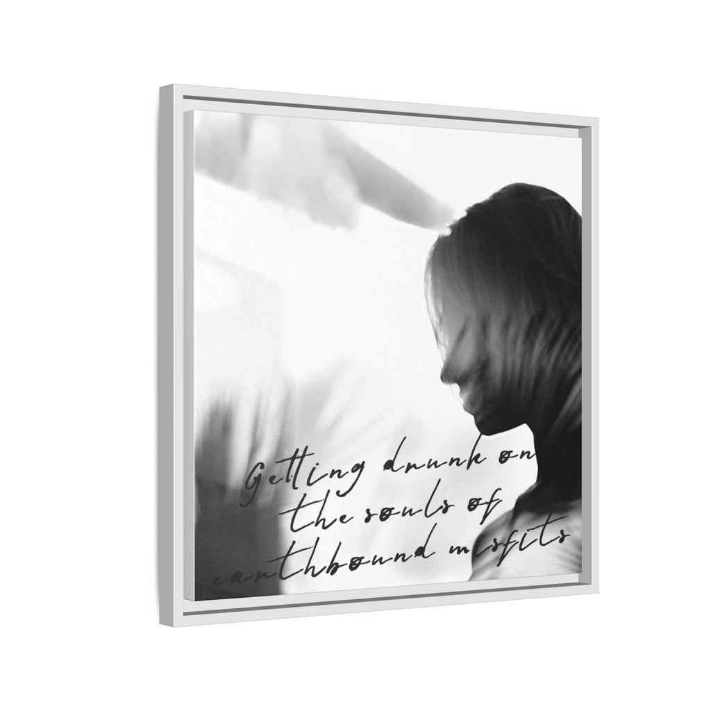Moody Framed Canvas Wall Art, Black and White Quote Print, Poetic Figure Artwork