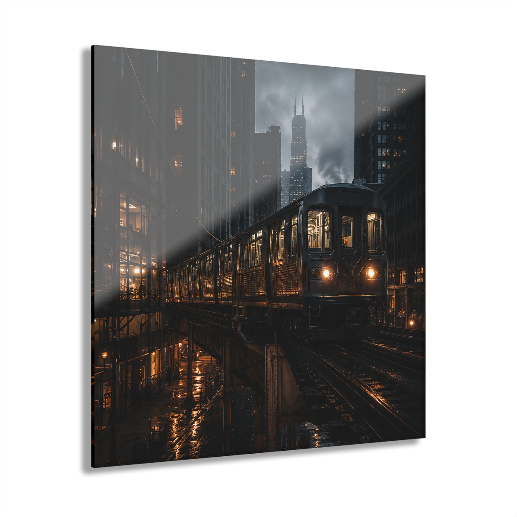 Chicago No. 1 | 4-Piece Urban Night Acrylic Wall Art Set