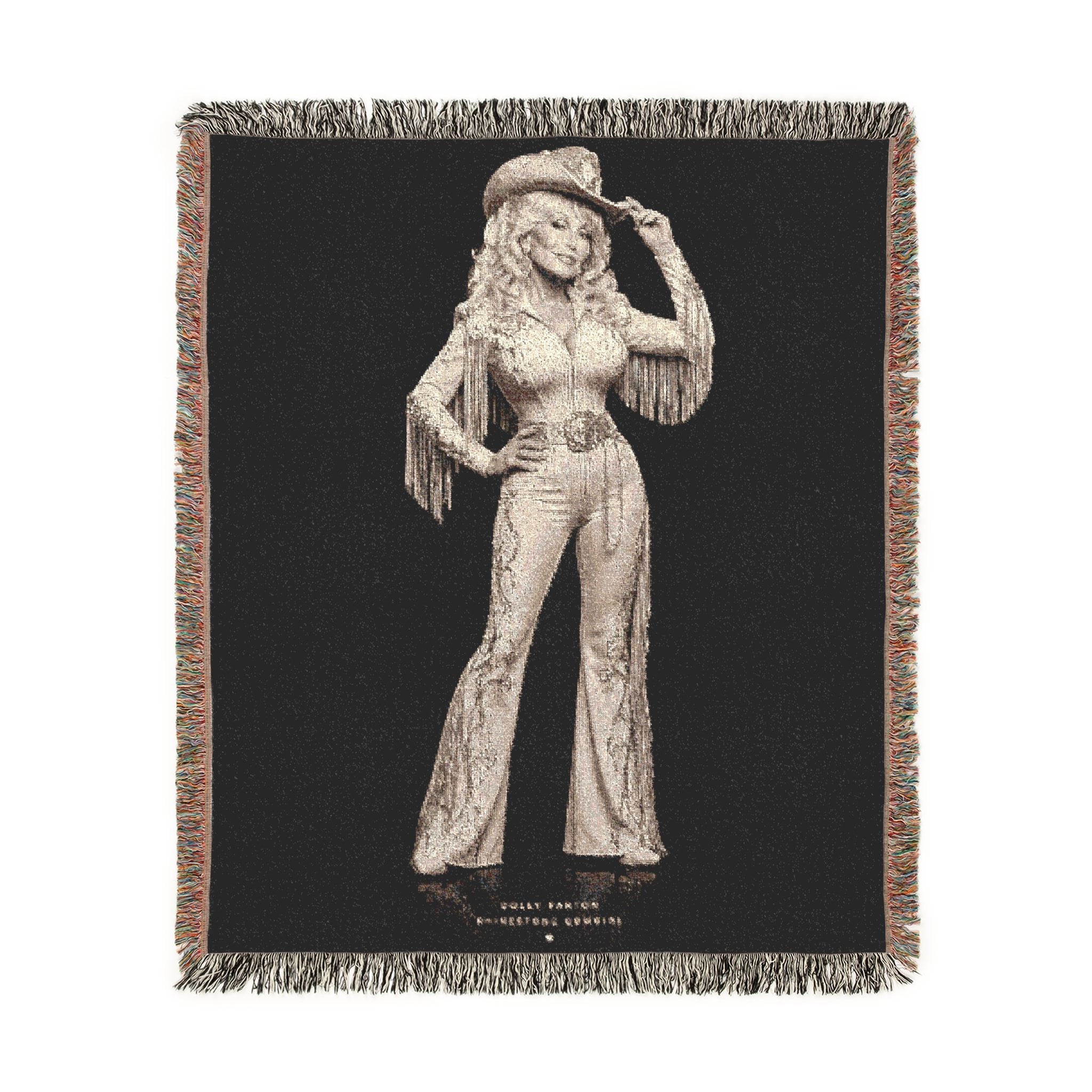 Dolly Parton Rhinestone Cowgirl Woven Blanket | Western Wall Tapestry Throw