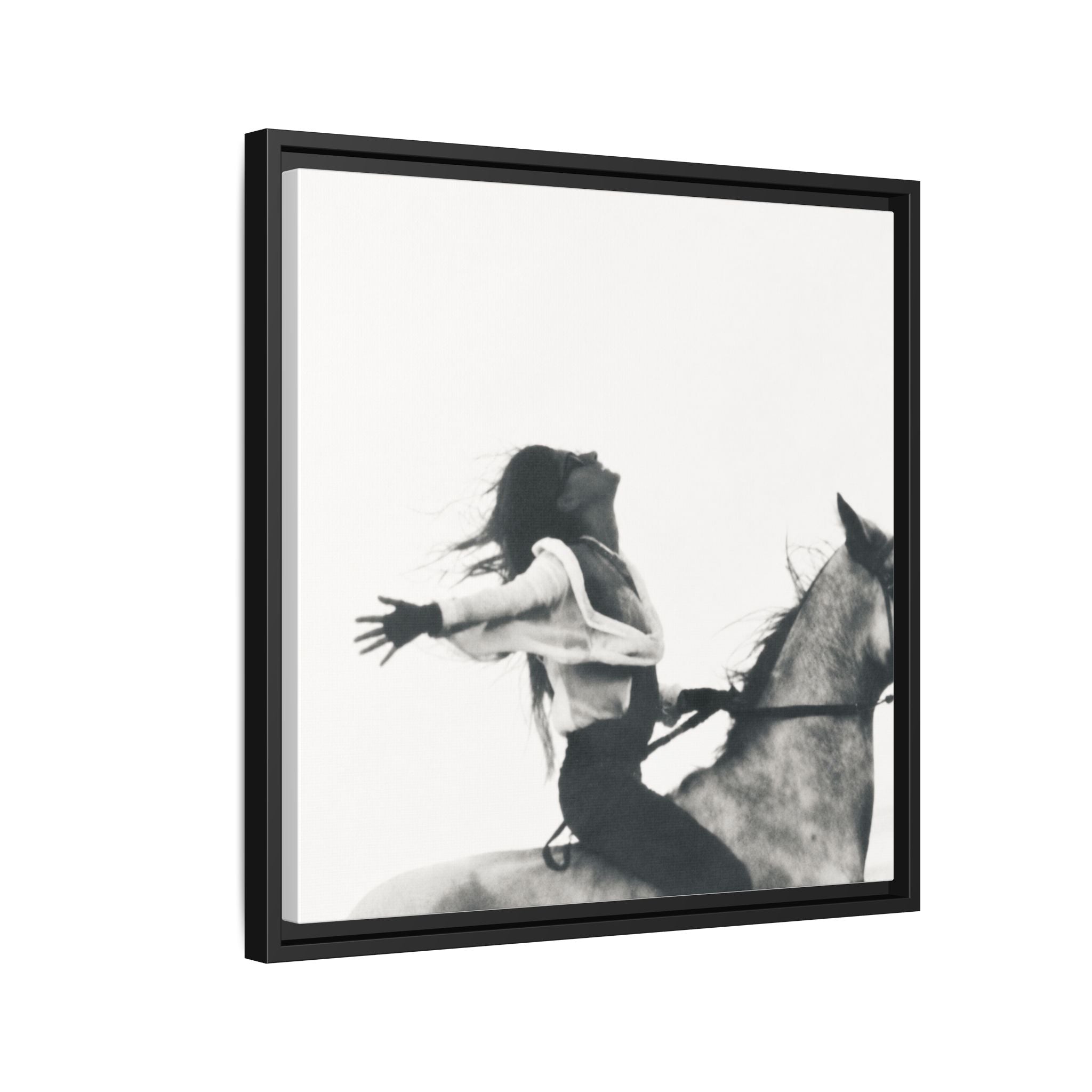 Horse Rider Framed Canvas, Black and White Equestrian Wall Art, Freedom Photography