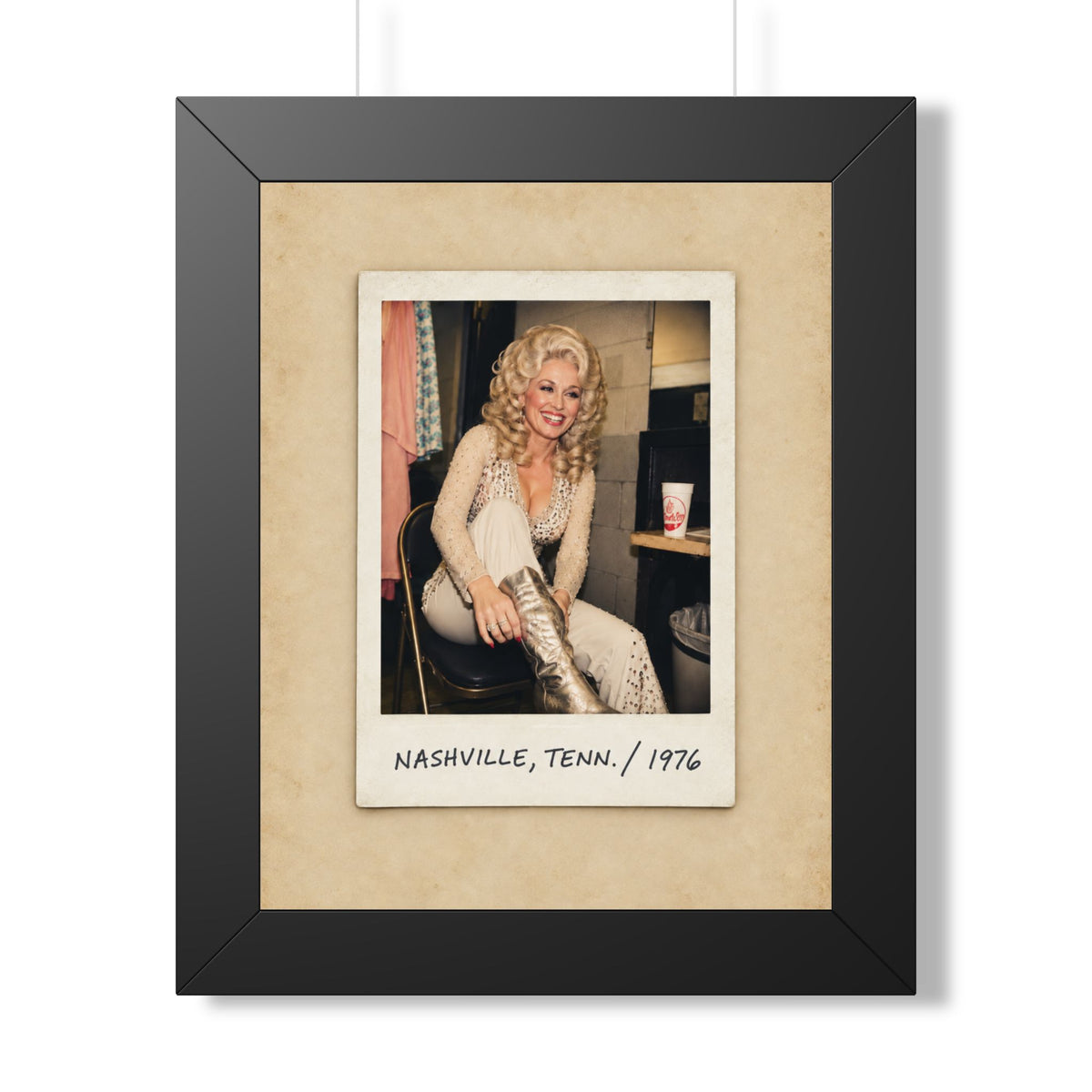 Dolly Parton Wall Art, Nashville 1976 Framed Canvas, Vintage Country Music Decor, Retro Polaroid Print, Dolly Parton Gift