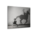 Horse Shadow Acrylic Wall Art, Black and White Childhood Photography, Imagination Print