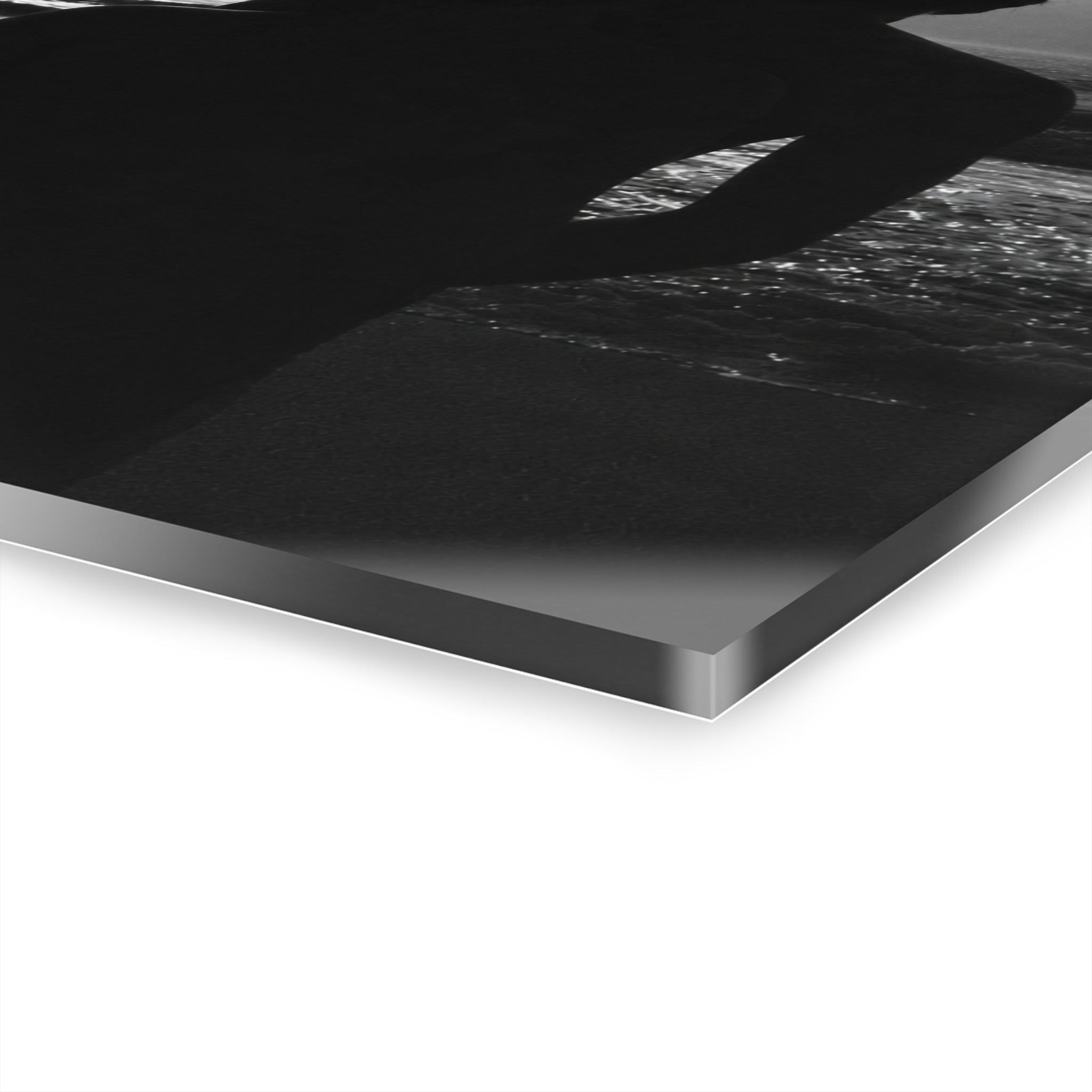 Couple Silhouette Acrylic Wall Art, Black and White Ocean Print