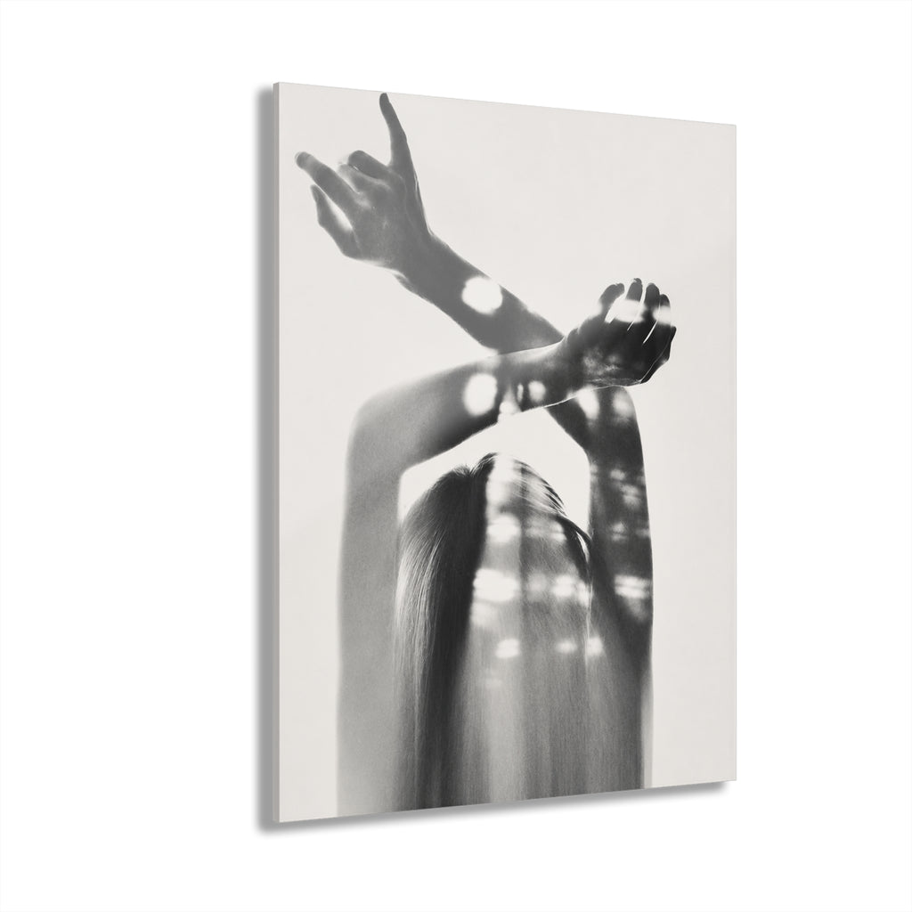 Black and White Abstract Acrylic Wall Art, Woman Silhouette Print
