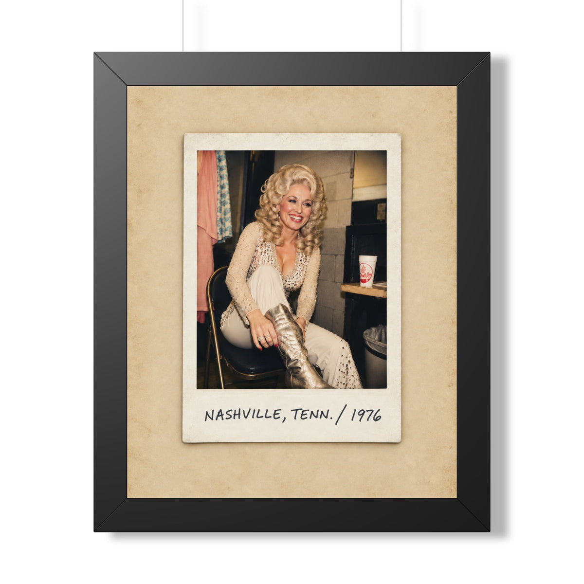 Dolly Parton Wall Art, Nashville 1976 Framed Canvas, Vintage Country Music Decor, Retro Polaroid Print, Dolly Parton Gift