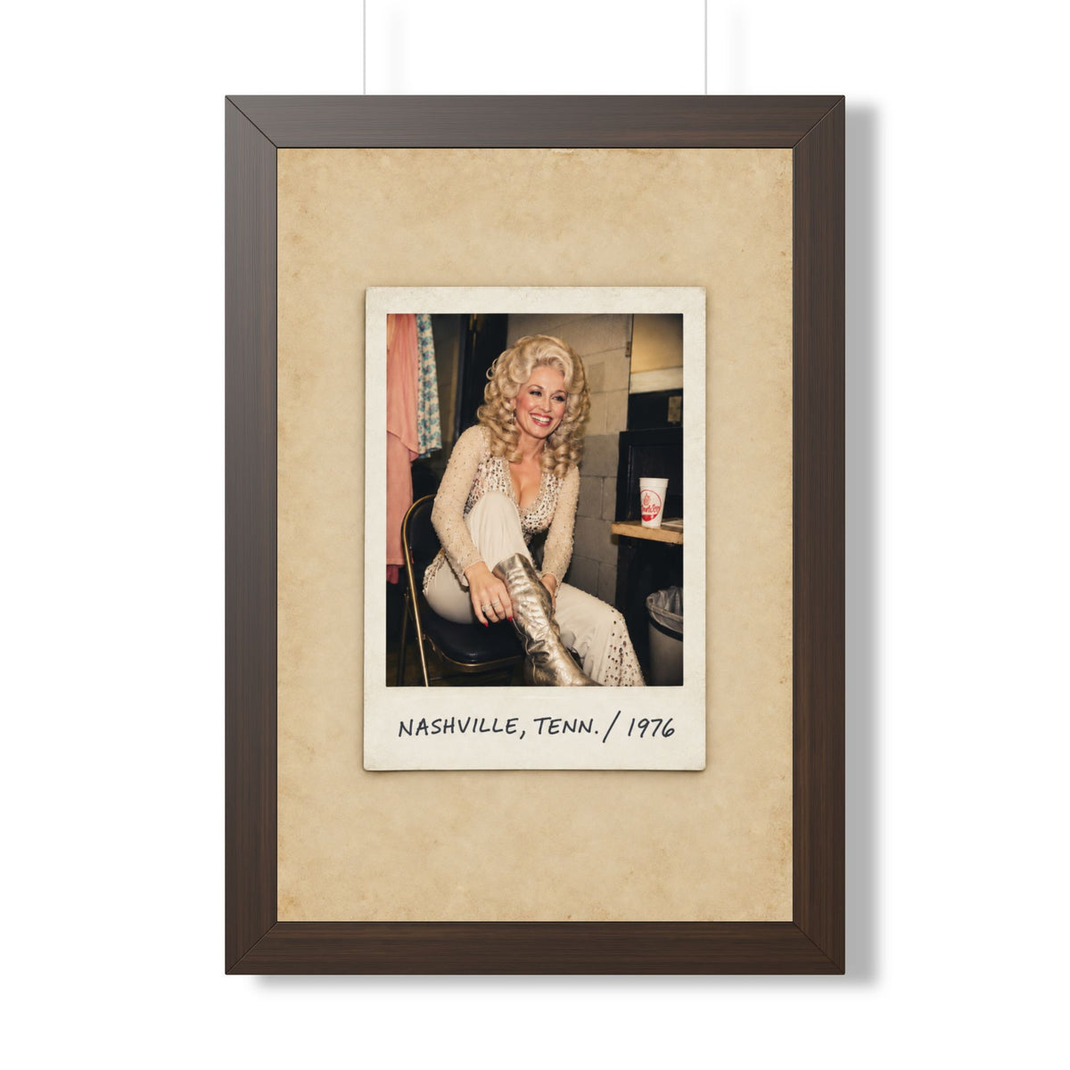 Dolly Parton Wall Art, Nashville 1976 Framed Canvas, Vintage Country Music Decor, Retro Polaroid Print, Dolly Parton Gift
