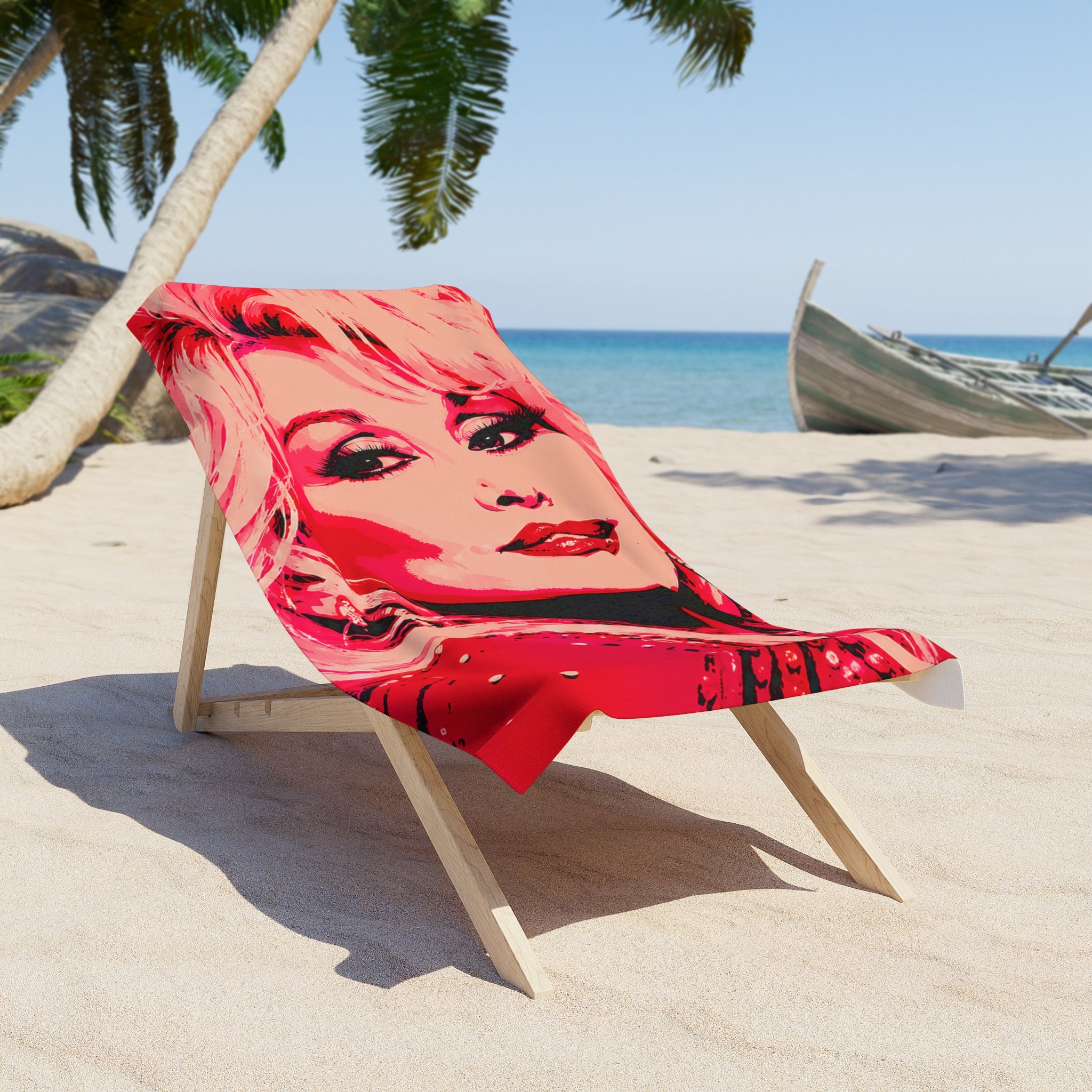 Dolly Parton HOT PINK Beach Towel | Glam Pop Art Pool Towel
