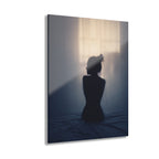 Woman Silhouette Acrylic Wall Art, Moody Blue Bedroom Print