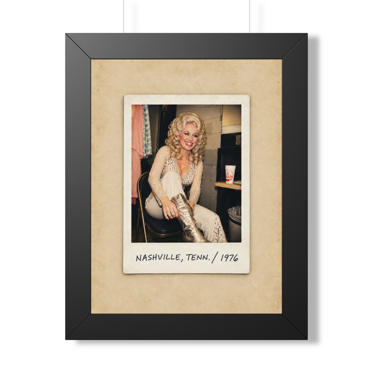 Dolly Parton Wall Art, Nashville 1976 Framed Canvas, Vintage Country Music Decor, Retro Polaroid Print, Dolly Parton Gift