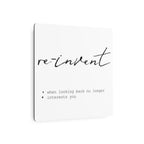 Reinvent Metal Wall Sign, Minimalist Quote Decor, Modern Motivational Wall Art