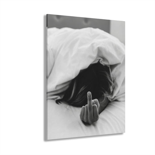 Black and White Acrylic Print, Middle Finger Bedroom Wall Art