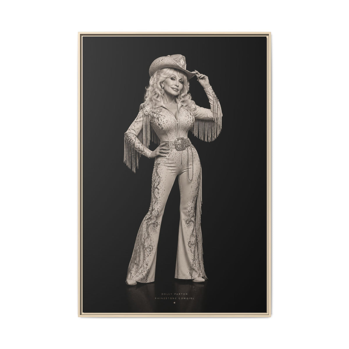 Dolly Parton Wall Art, Rhinestone Cowgirl Framed Canvas, Country Music Decor, Nashville Western Glam Art, Dolly Parton Gift