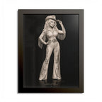 Dolly Parton Rhinestone Cowgirl Framed Wall Art | Black & White Western Portrait
