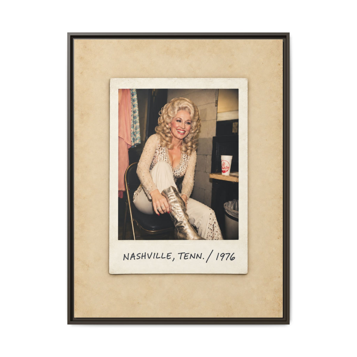 Dolly Parton Wall Art, Nashville 1976 Framed Canvas, Vintage Country Music Decor, Retro Polaroid Print, Dolly Parton Gift