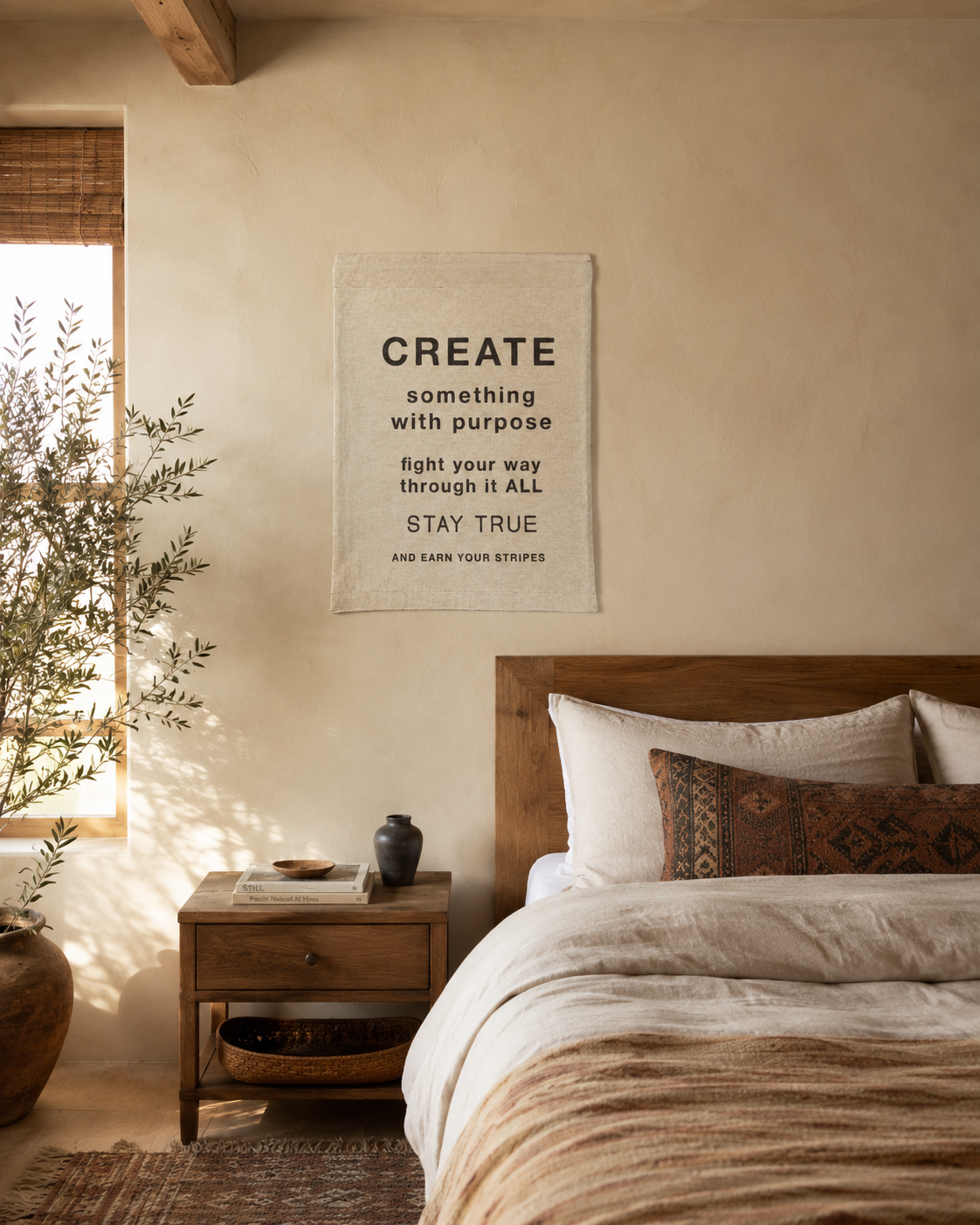 Create Something With Purpose woven wall tapestry | inspirational text wall decor