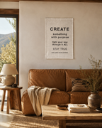 Create Something With Purpose woven wall tapestry | inspirational text wall decor
