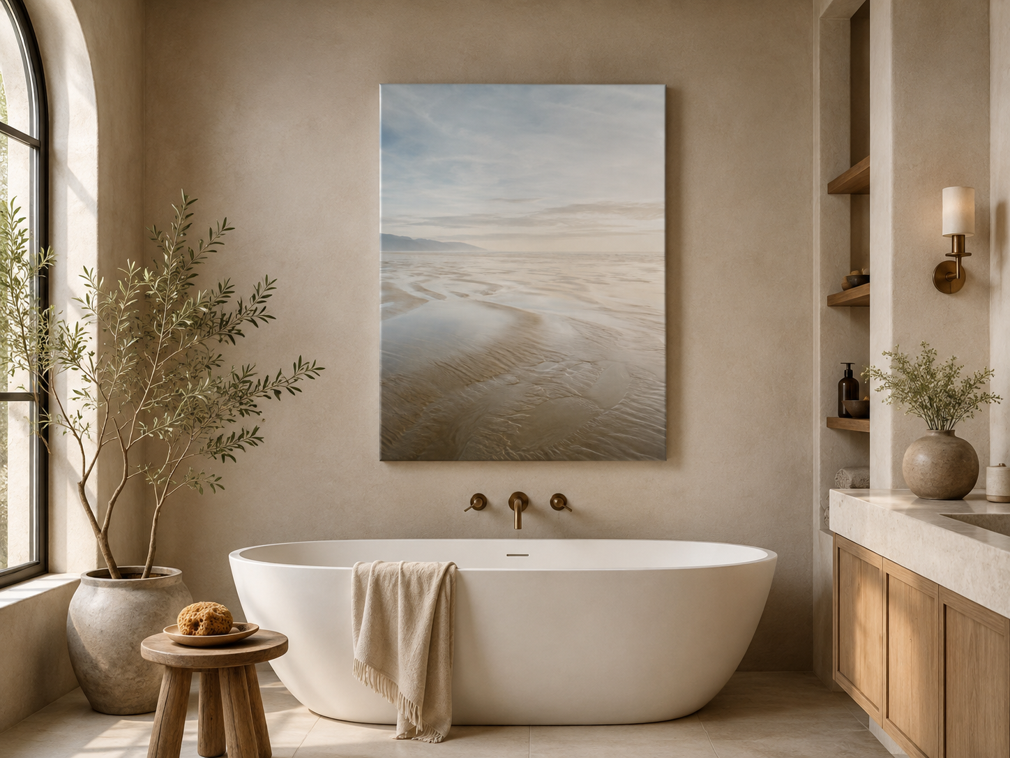 Serene Coastal Tide Acrylic Print — Beach Landscape Wall Art (French Cleat Hanging)