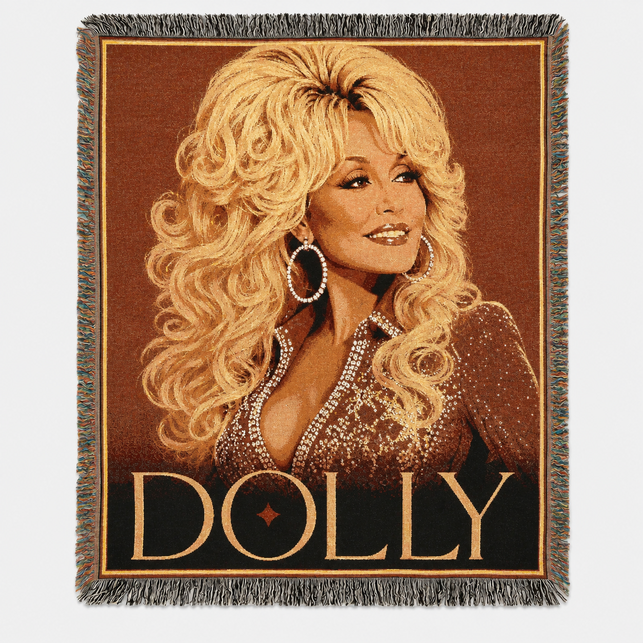 Dolly Parton Pink Woven Throw Blanket, Nashville Cowgirl Portrait (100% Cotton)