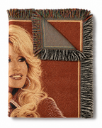 Dolly Parton Pink Woven Throw Blanket, Nashville Cowgirl Portrait (100% Cotton)