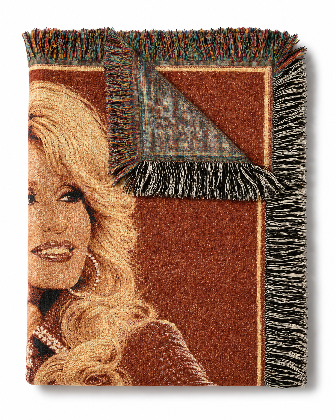 Dolly Parton Pink Woven Throw Blanket, Nashville Cowgirl Portrait (100% Cotton)