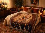 Dolly Parton Pink Woven Throw Blanket, Nashville Cowgirl Portrait (100% Cotton)