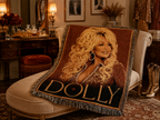 Dolly Parton Pink Woven Throw Blanket, Nashville Cowgirl Portrait (100% Cotton)