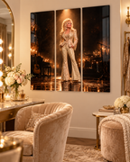 Dolly Parton Acrylic Wall Art Triptych, 3 Panel Nashville Decor, Rhinestone Cowgirl Portrait, 36 x 36 Inches