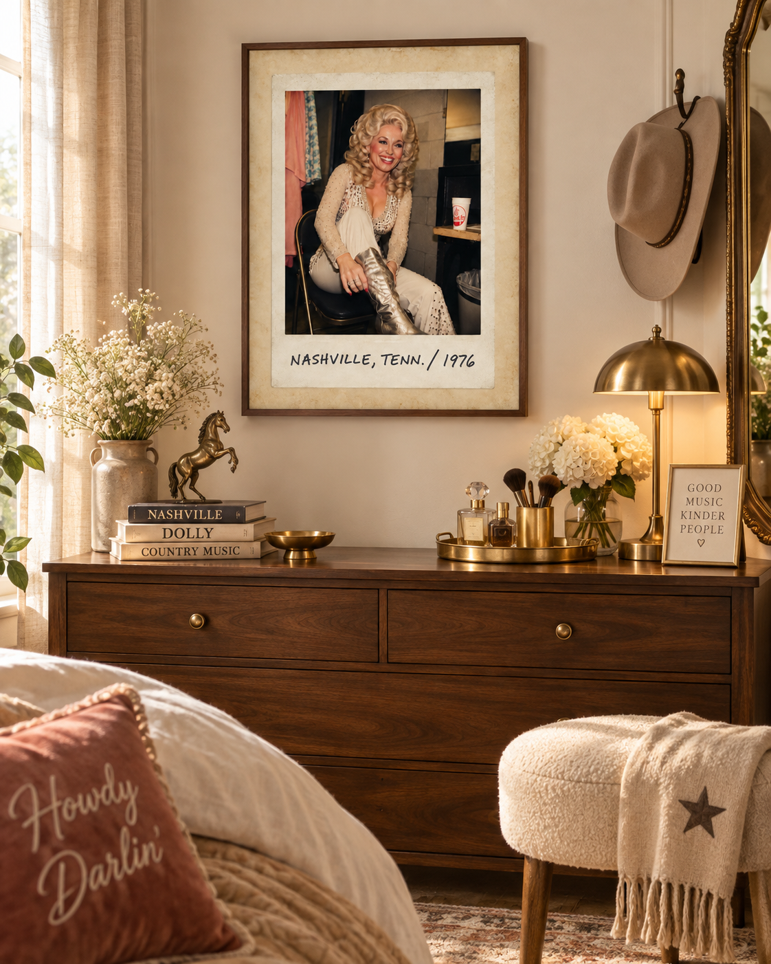 Dolly Parton Wall Art, Nashville 1976 Framed Canvas, Vintage Country Music Decor, Retro Polaroid Print, Dolly Parton Gift