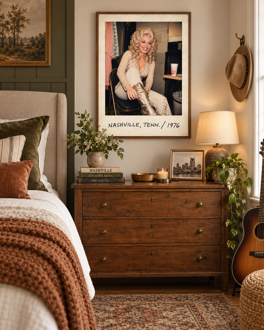 Dolly Parton Wall Art, Nashville 1976 Framed Canvas, Vintage Country Music Decor, Retro Polaroid Print, Dolly Parton Gift