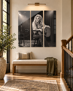 Dolly Parton Acrylic Wall Art Triptych, 3 Panel Nashville Decor, Rhinestone Cowgirl Portrait, 36 x 36 Inches
