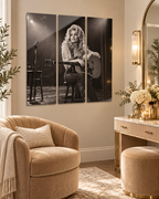Dolly Parton Acrylic Wall Art Triptych, 3 Panel Nashville Decor, Rhinestone Cowgirl Portrait, 36 x 36 Inches
