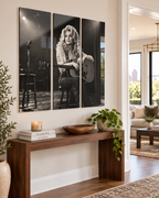 Dolly Parton Acrylic Wall Art Triptych, 3 Panel Nashville Decor, Rhinestone Cowgirl Portrait, 36 x 36 Inches
