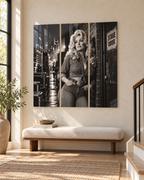 Dolly Parton Acrylic Wall Art Triptych, Black and White Nashville Portrait, 3 Panels