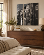 Dolly Parton Acrylic Wall Art Triptych, Black and White Nashville Portrait, 3 Panels