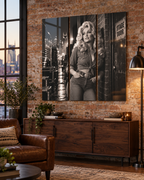 Dolly Parton Acrylic Wall Art Triptych, Black and White Nashville Portrait, 3 Panels