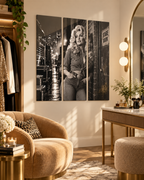Dolly Parton Acrylic Wall Art Triptych, Black and White Nashville Portrait, 3 Panels