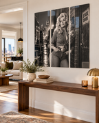Dolly Parton Acrylic Wall Art Triptych, Black and White Nashville Portrait, 3 Panels