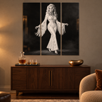 Dolly Parton Acrylic Wall Art Triptych, Black and White Rhinestone Portrait, 3 Panel Western Decor