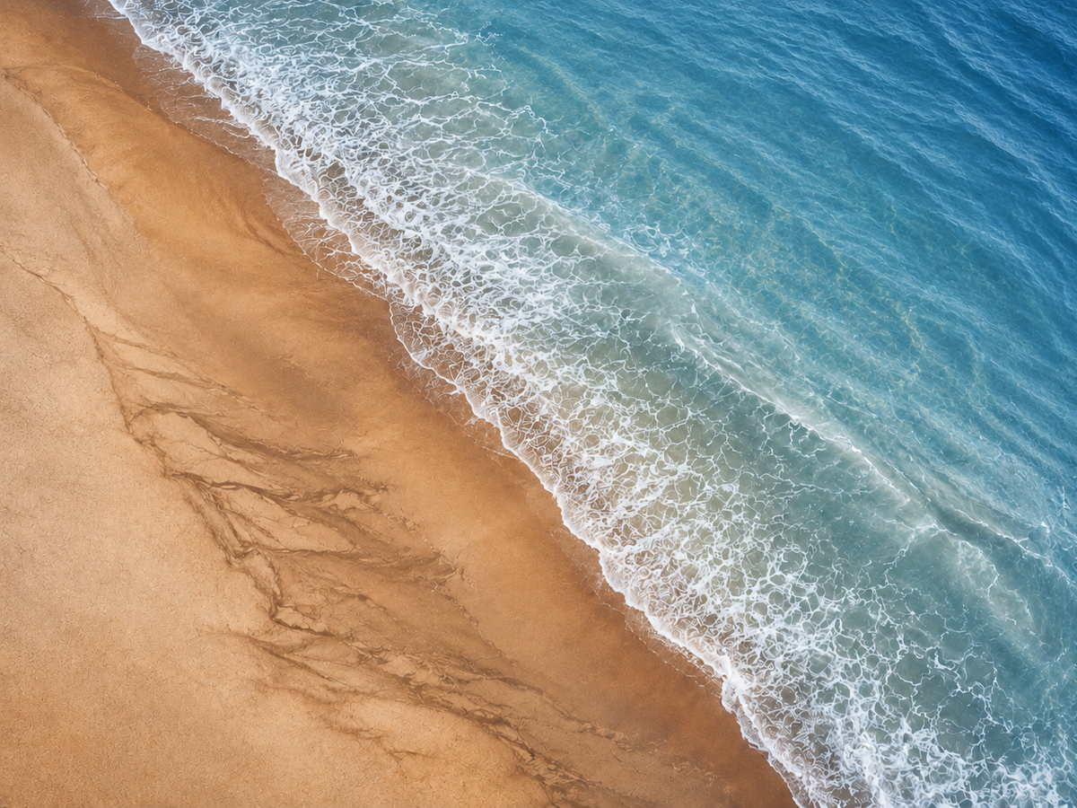 Blue Shoreline Surf | Coastal Abstract